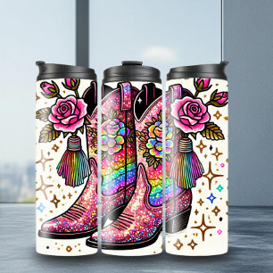 Fun Disco Cowgirl Boots Tumbler Thermosbecher