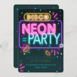 Fun Disco Neon 16. Party Einladung