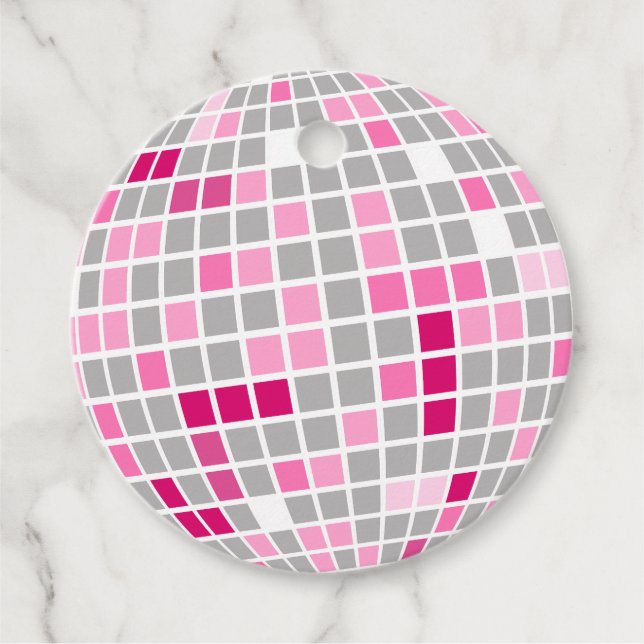 Fun Disco Rosa und Rote Disco Ball Runde Geschenk  Geschenkanhänger (Vorderseite)