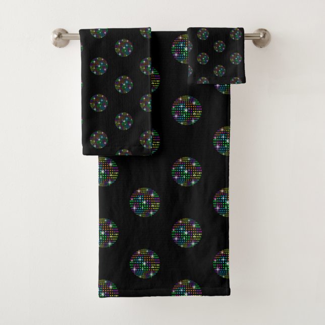 FUN DISCO THEMA SCHWARZE BADEZIMMER TOWEL SET (Insitu)