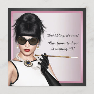 Fun Diva Frauen Rosa und Schwarz Geburtstag Einladung