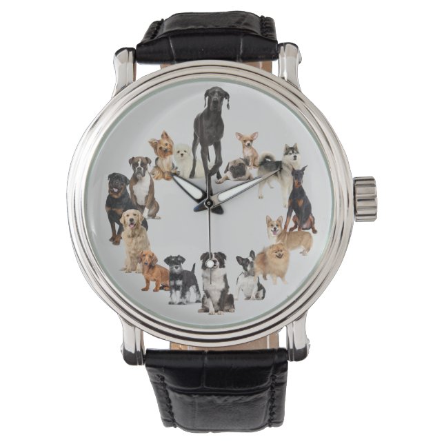 Fun Dog Breed PET Animals Large Clock Pocket Watch Armbanduhr (Vorderseite)