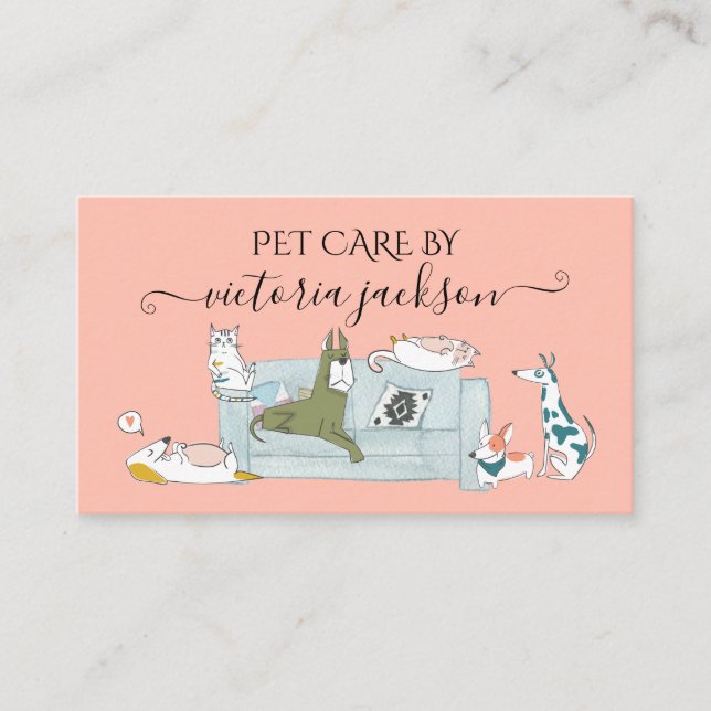 Fun Dog & Cat Pet Care Service Pet Sitzen  Visitenkarte (Vorderseite)