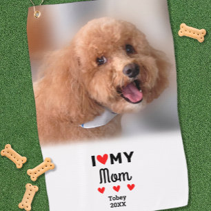 Fun Dog Foto I Liebe Herz Meine Mama Moderne Sport Golfhandtuch