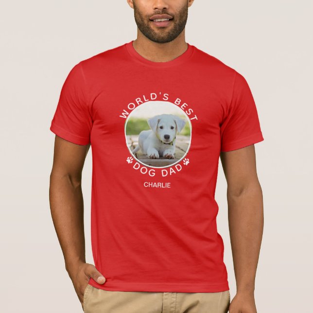Fun Dog Foto Name White Paw Prints Personalisiert T-Shirt (Vorderseite)