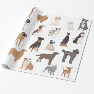 Fun Dog Lover Breeds Muster drucken Geschenkpapier