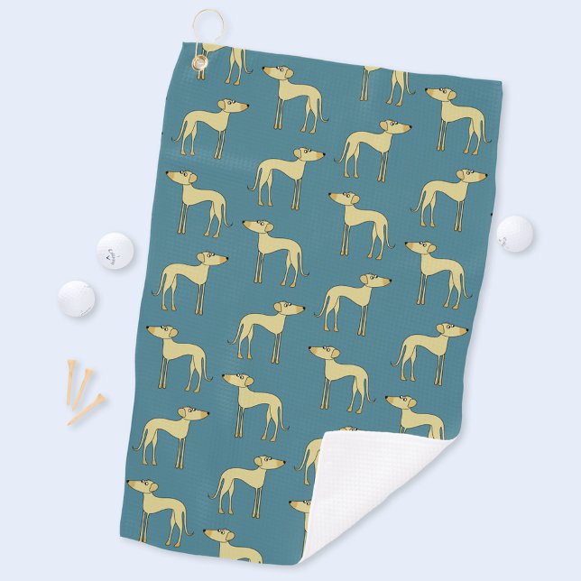 Fun Dog Muster Golfhandtuch (Fun sloughi saluki greyhound whippet dog patterned golf towel)