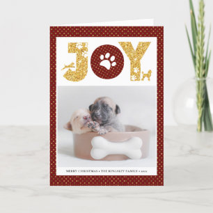 Fun Dog Paw Script JOY Modern Feiertagskarte