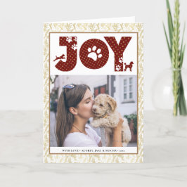Fun Dog Paw Script JOY Modern Feiertagskarte