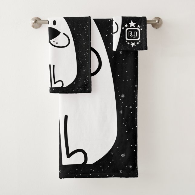Fun Dog Personalisiert Monogram Design Badhandtuch Set (Insitu)