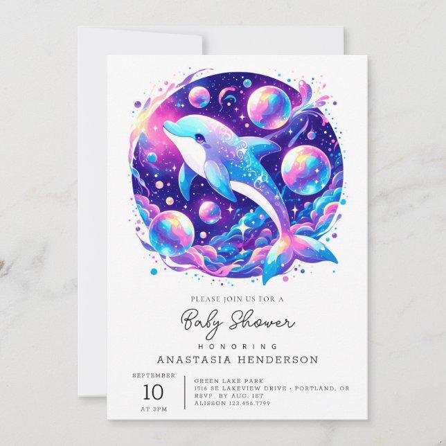 Fun Dolphin Baby Dusche Einladung (Vorderseite)