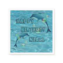 Fun Dolphin und Blasen Personalisiert Geburtstag