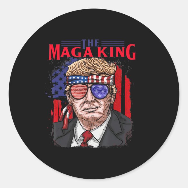 Fun Donald Trump Ultra Maga King the July USA Fl Runder Aufkleber (Vorderseite)