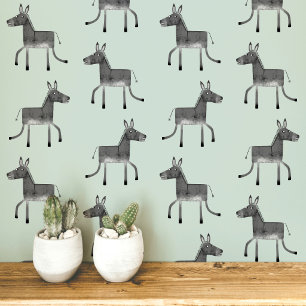 Fun Donkey Gray Sage Green Muster Tapete