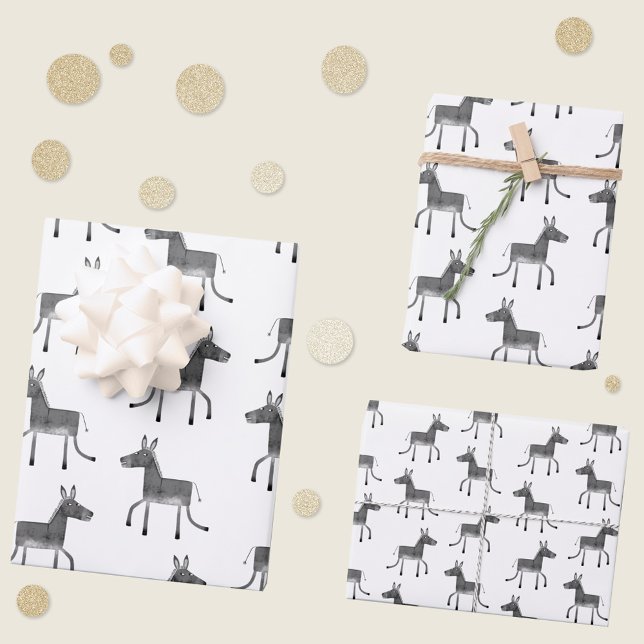 Fun Donkey Muster Geschenkpapier Set (Fun donkey gift wrap paper sheets)