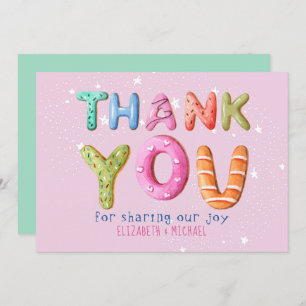 Fun Donut Letter Blush Pink Sage Green DANK Einladung