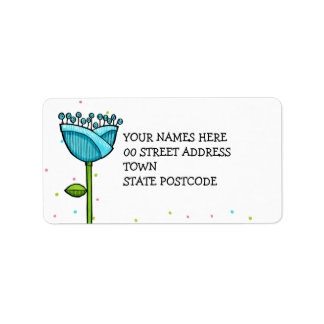 Fun Doodle Blume Blau rosa Punkte Adressaufkleber