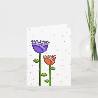 Fun Doodle-Blume lila orangefarbene Punkte Anmerku Karte