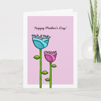 Fun Doodle Blume rosa blaue Muttertagskarte Karte