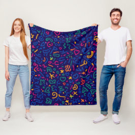 Fun doodle farbenfrohe, lebendige Formen Fleecedecke