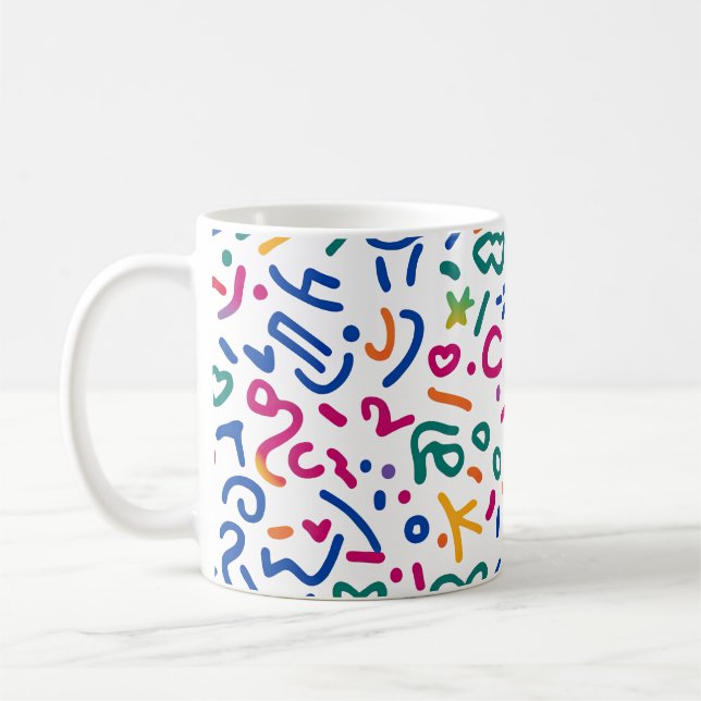 Fun doodle farbenfrohe, lebendige Formen Kaffeetasse (Links)