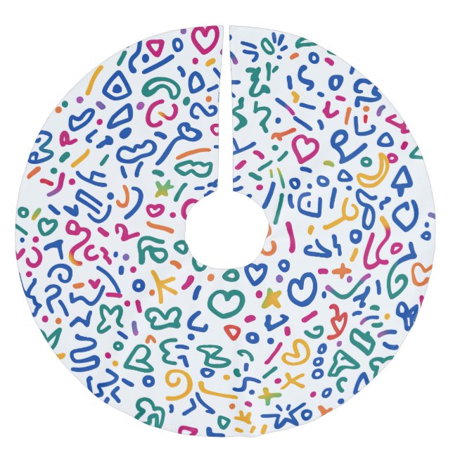 Fun doodle farbenfrohe, lebendige Formen Polyester Weihnachtsbaumdecke (Vorderseite)