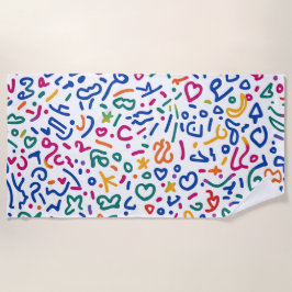 Fun doodle farbenfrohe, lebendige Formen Strandtuch