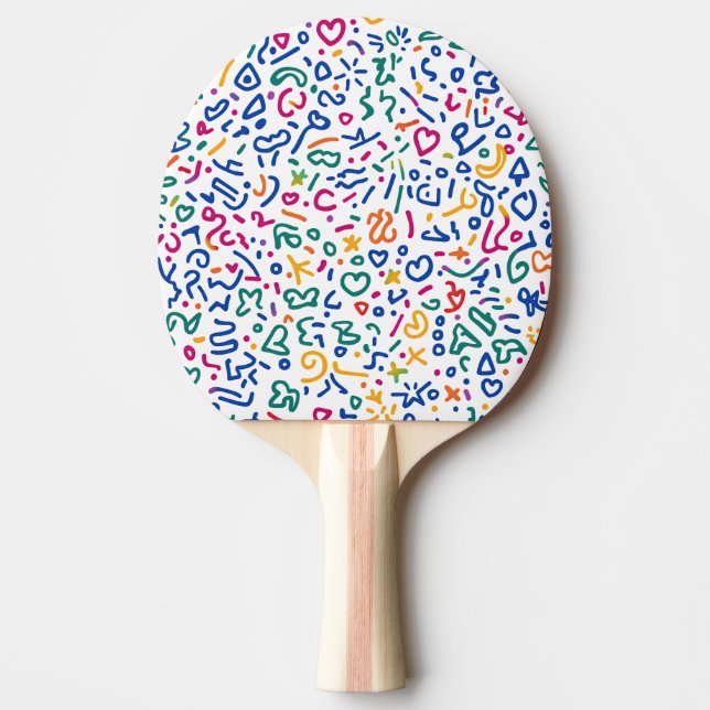Fun doodle farbenfrohe, lebendige Formen Tischtennis Schläger (Vorderseite)