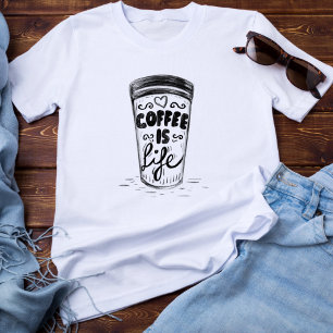 Fun Doodle Sketch Briefing Kaffee ist Lebenscup T-Shirt