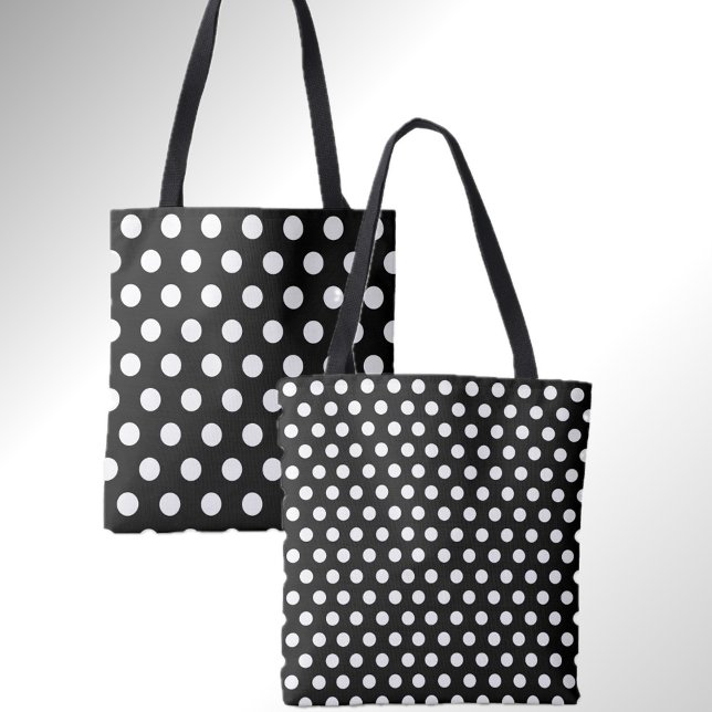 Fun Double Dots Black mit White Polka Dot Tasche (Fun dot print in classic black and white. Two styles on one bag. )