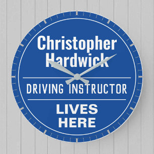 Fun Driving Instructor Wall Plaque Style Große Wanduhr