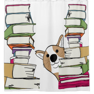 Fun Duschvorhang für Book and Dog Liebhaber!