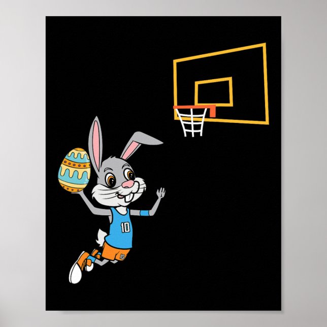 Fun Easter Egg Bunny Dunk Basketball Spiel Osterfe Poster (Vorne)
