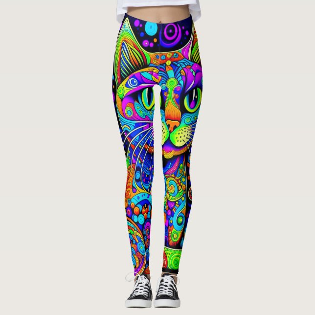 Fun Eccentric Comical Cat All-Over-Print-Leggings Leggings (Vorderseite)