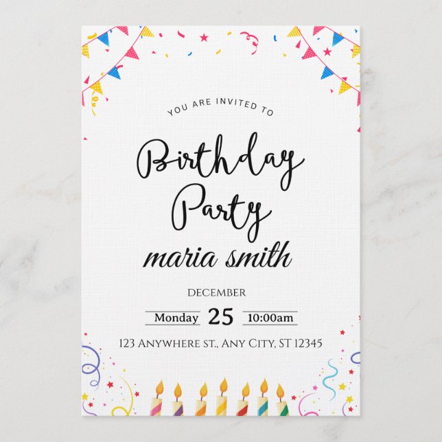 Fun & Editable Birthday Invitation – Custom Party  Einladung (Vorderseite)