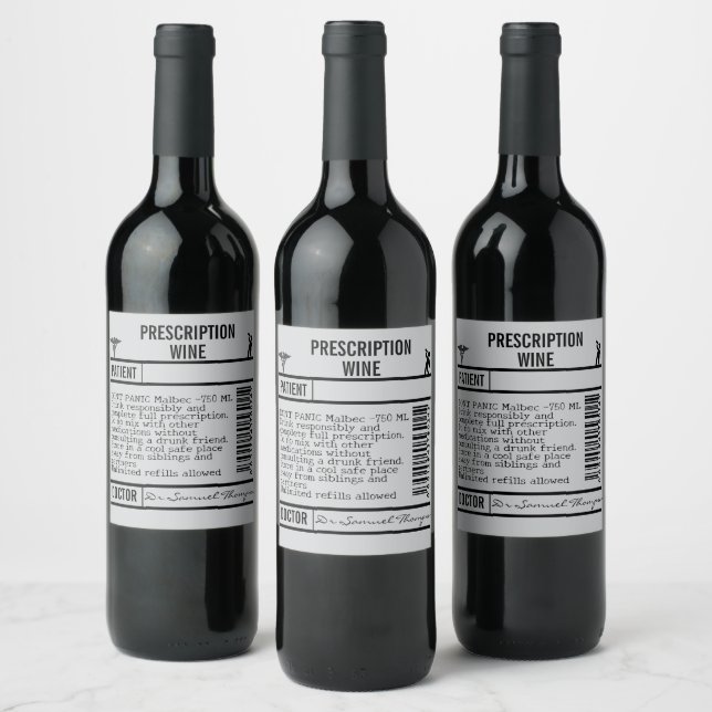 FUN editable grey Wine Labels for WINE Weinetikett (Flaschen)
