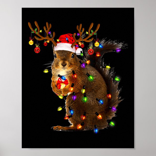 Fun Eichhörnchen Weihnachtsbaum Lichter Rentier Sa Poster (Vorne)