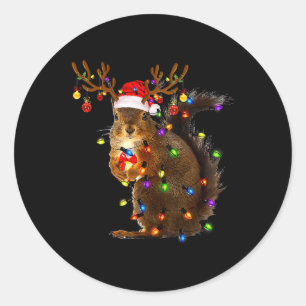 Fun Eichhörnchen Weihnachtsbaum Lichter Rentier Sa Runder Aufkleber