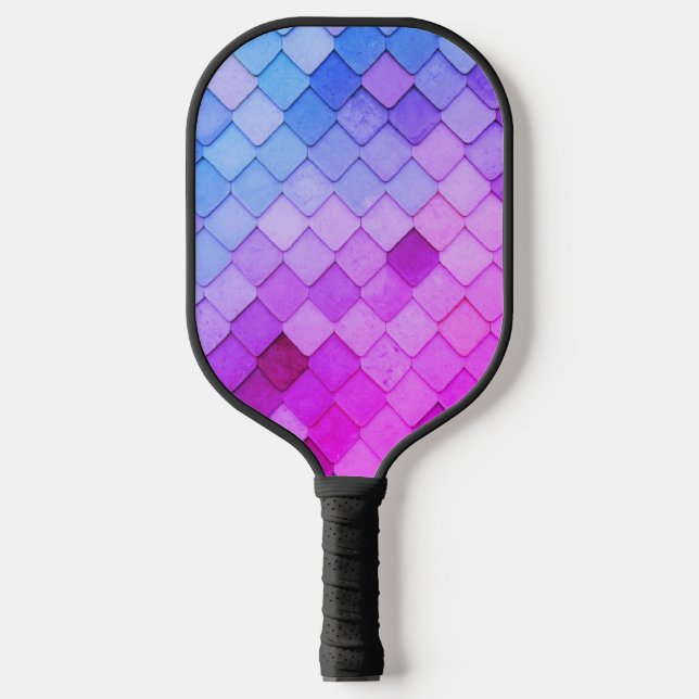 Fun Einzigartiges Lila rosa Fliesenmuster Pickleball Schläger (Vorderseite)