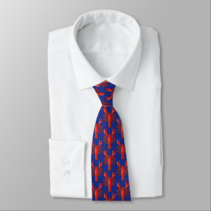 Fun Electric Blue Necktie mit rotem Hummer Muster Krawatte
