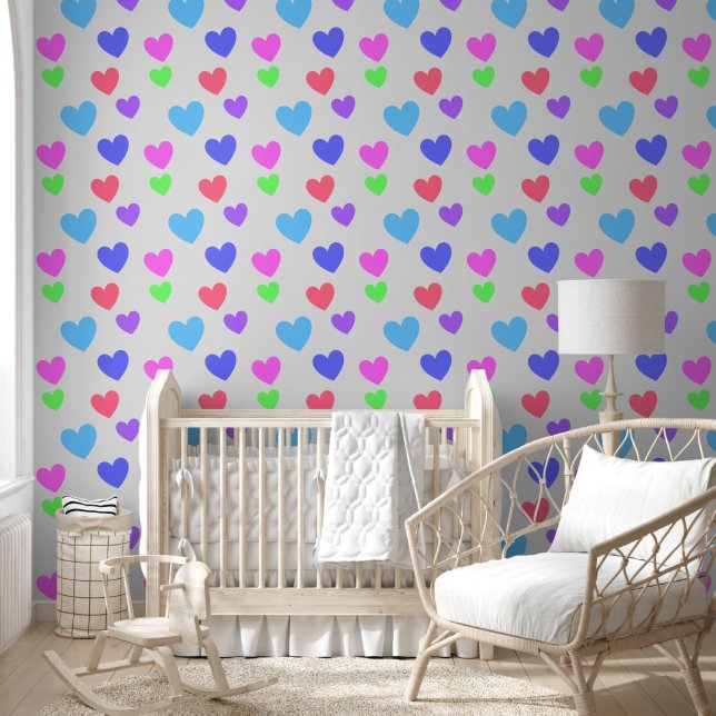 Fun & Elegantes, farbenfrohes Herzmuster Tapete (Kinder)