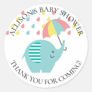 Fun Elephant Baby Dusche Vielen Dank Sticker