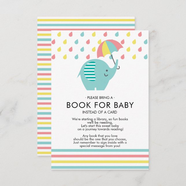 Fun Elephant Baby Shower Book for Baby Einladung (Vorne/Hinten)