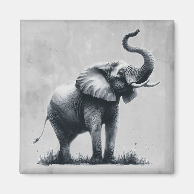 Fun Elephant Big First Impression Zitat Tierkunst Magnet (Vorne)