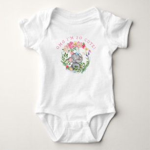 Fun Elephant OMG So Niedlich Text Blume Pink Girl Baby Strampler