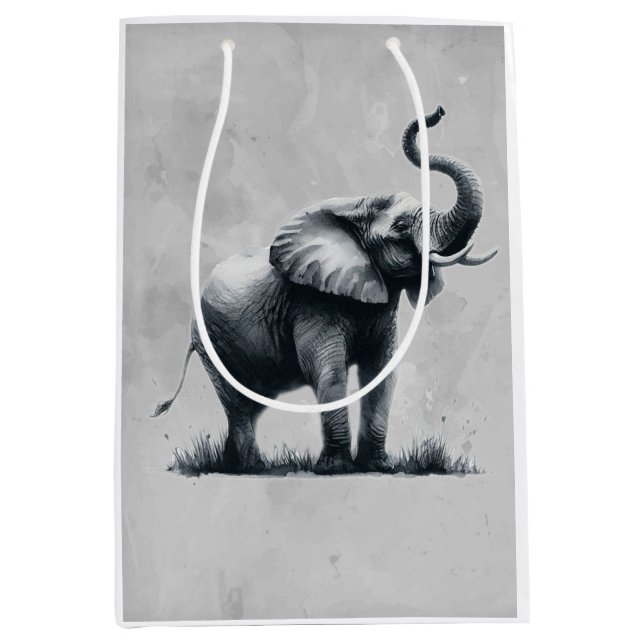 Fun Elephant Zitat Tierkunst Mittlere Geschenktüte (Vorderseite)