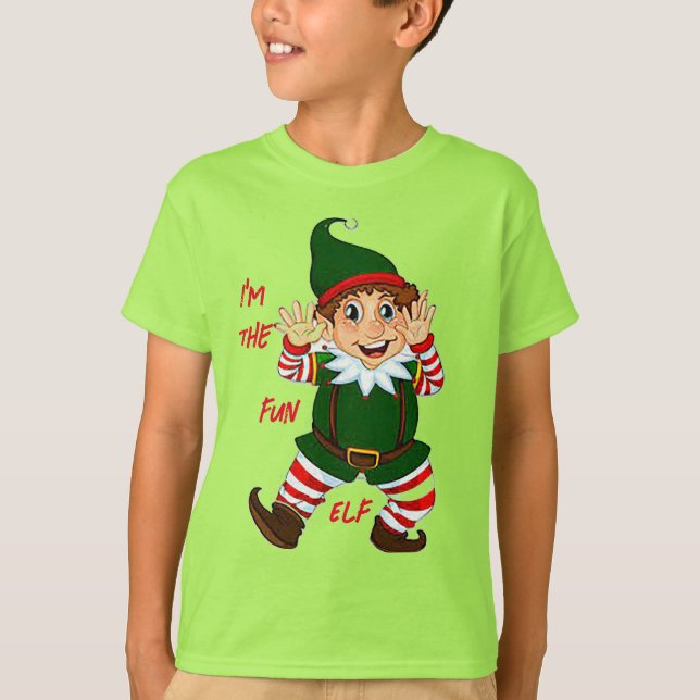 Fun Elf Basic Kid's Holiday Unisex T - Shirt (Vorderseite)