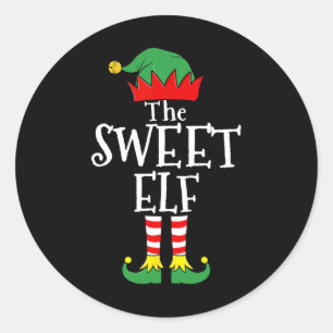 Fun Elf Christmas Pajamas Familie 1 Runder Aufkleber