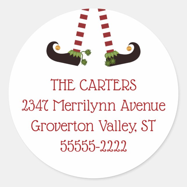 Fun Elf Legs Rücksendeadresse Runder Aufkleber (Vorderseite)