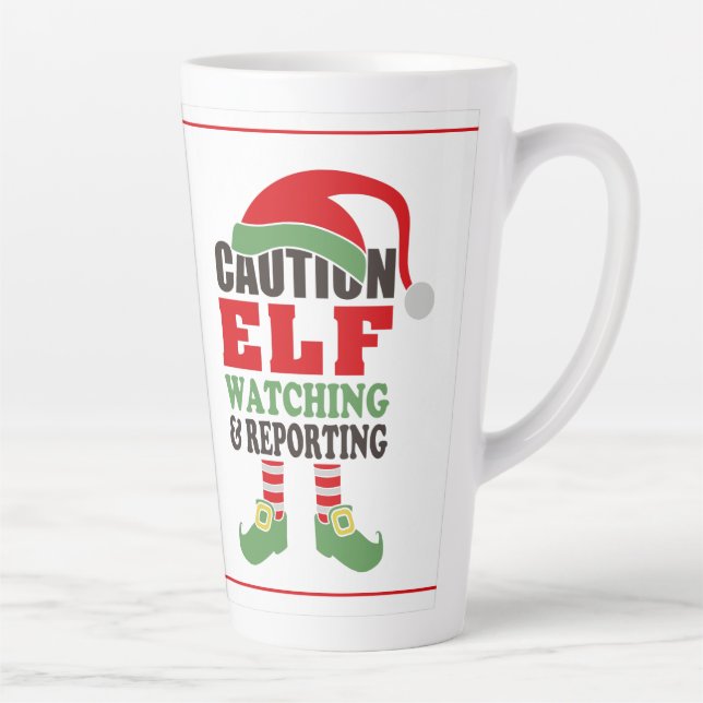 Fun ELF WATCHEN Weihnachten Latte Tasse (Rechts)
